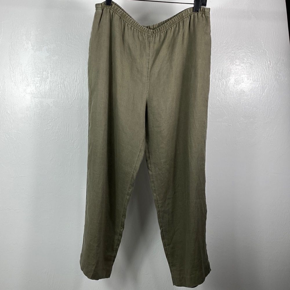 J. Jill 100% linen khaki green color high rise straight leg pants size S